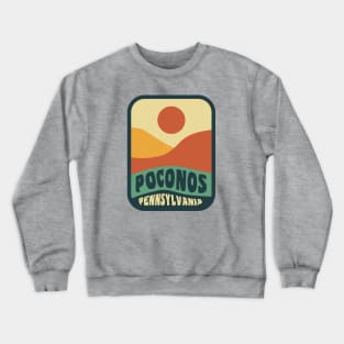 Pocono Mountains Pennsylvania Retro Sunset Badge Crewneck Sweatshirt